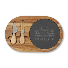 The Home Style Store Engraved Acacia Charcuterie Board with Slate Insert