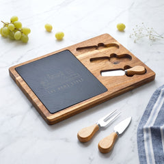 The Home Style Store Engraved Acacia Charcuterie Board with Slate Insert