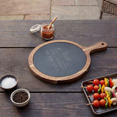 The Home Style Store Engraved Acacia Charcuterie Board with Slate Insert