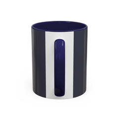 The Home Style Accent Coffee Mug — Navy Interior with Living Room Line Art