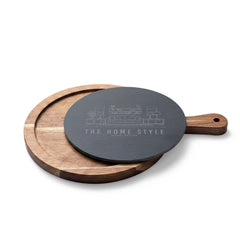 The Home Style Store Engraved Acacia Charcuterie Board with Slate Insert