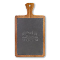 The Home Style Store Engraved Acacia Charcuterie Board with Slate Insert