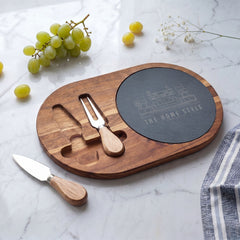 The Home Style Store Engraved Acacia Charcuterie Board with Slate Insert