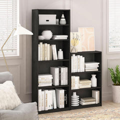 3 tier bookcase, adjustable bookshelf, home office storage shelf, modern book storage rack, wooden bookcase organizer
