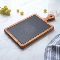 The Home Style Store Engraved Acacia Charcuterie Board with Slate Insert