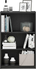 3 tier bookcase, adjustable bookshelf, home office storage shelf, modern book storage rack, wooden bookcase organizer