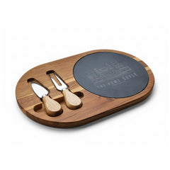 The Home Style Store Engraved Acacia Charcuterie Board with Slate Insert