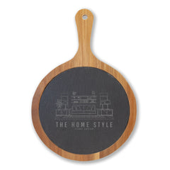 The Home Style Store Engraved Acacia Charcuterie Board with Slate Insert