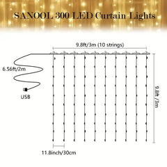 300 LED Curtain Fairy Lights