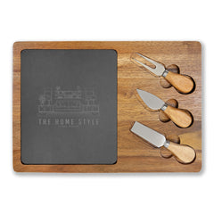 The Home Style Store Engraved Acacia Charcuterie Board with Slate Insert