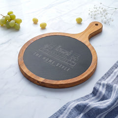 The Home Style Store Engraved Acacia Charcuterie Board with Slate Insert