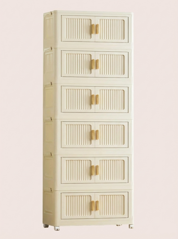 2-6 Layer Foldable Rolling Storage Bin Cabinet | Large Capacity Closet Organizer