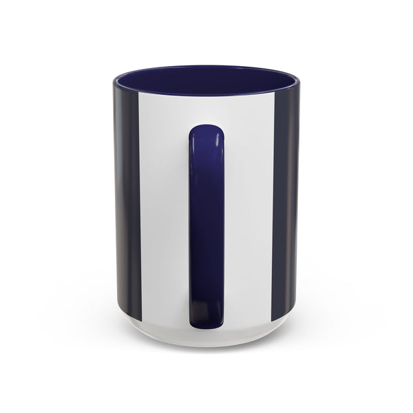 The Home Style Accent Coffee Mug — Navy Interior with Living Room Line Art