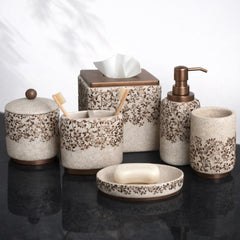 The Beige Stella Collection – Elegant Modern Bathroom Décor Accessories Set of 6