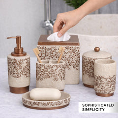 The Beige Stella Collection – Elegant Modern Bathroom Décor Accessories Set of 6
