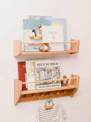 Nursery Wall Shelf with Hooks