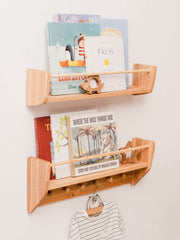 Nursery Wall Shelf with Hooks