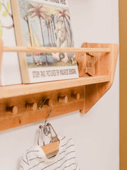 Nursery Wall Shelf with Hooks