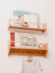 Nursery Wall Shelf with Hooks