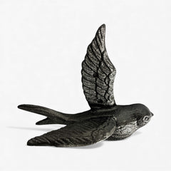 Bird Wall Hooks, Cast Iron Set of 4, Natural Iron Finish
