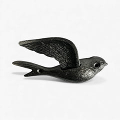 Bird Wall Hooks, Cast Iron Set of 4, Natural Iron Finish
