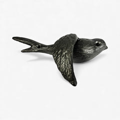 Bird Wall Hooks, Cast Iron Set of 4, Natural Iron Finish