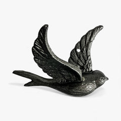 Bird Wall Hooks, Cast Iron Set of 4, Natural Iron Finish