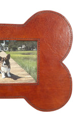 Huntley Pet Leather Bone Shaped Picture Frame, 4x6