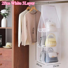 Hanging Closet Organizer Bag - Eco-Friendly 3D Transparent Storage for Tote Bags & Purses