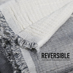 100% Cotton Reversible  Muslin Throw Blankets 60" x 80"
