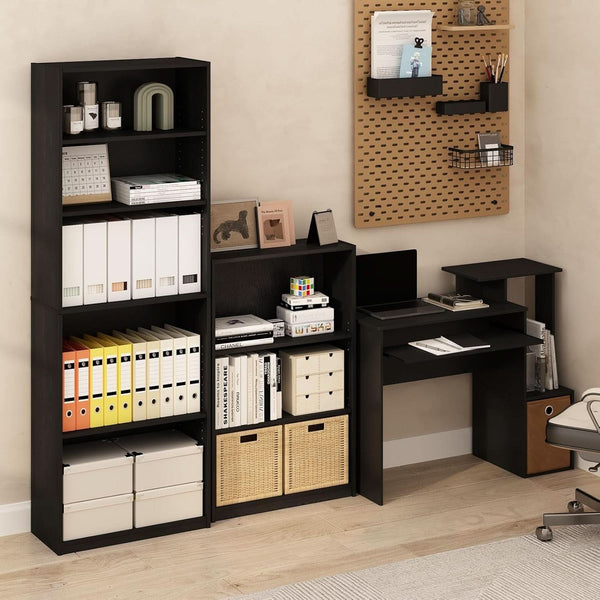 3 tier bookcase, adjustable bookshelf, home office storage shelf, modern book storage rack, wooden bookcase organizer