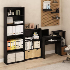 3 tier bookcase, adjustable bookshelf, home office storage shelf, modern book storage rack, wooden bookcase organizer