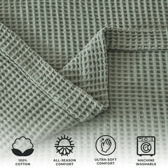 100% Cotton Waffle Weave Blanket - Mikala Collection