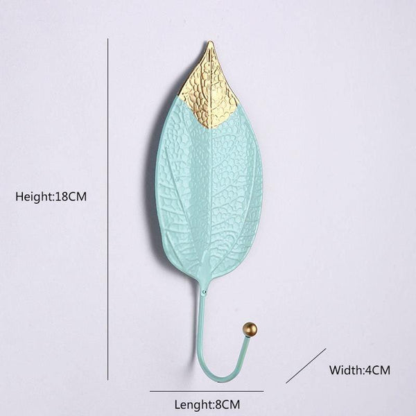 Wall Coat Rack Clothes Hanger Home Decoration Accessories Wall Hooks for Hanging Clothes Blue Leaves/Golden Leaves Home Storage Decorative Leaves Iron Hooks Tropic Plant Wall Mounted Single Clothes Hangers Decorative Hanger Hanging Hooks