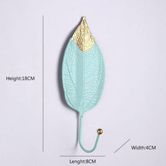 Wall Coat Rack Clothes Hanger Home Decoration Accessories Wall Hooks for Hanging Clothes Blue Leaves/Golden Leaves Home Storage Decorative Leaves Iron Hooks Tropic Plant Wall Mounted Single Clothes Hangers Decorative Hanger Hanging Hooks